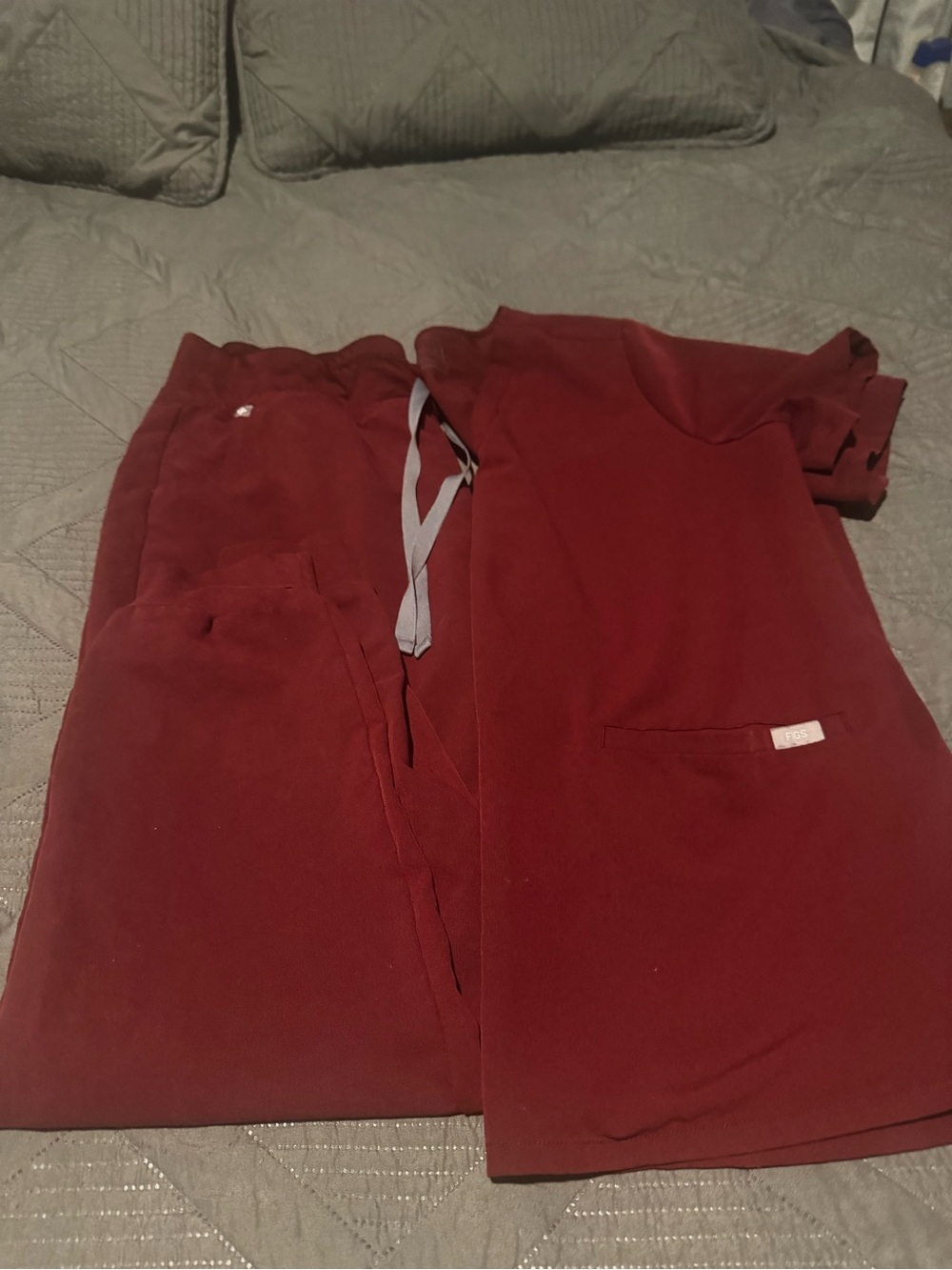 Figs Maroon Drawstring Joggers and Top Set